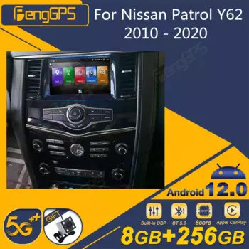 Автомобильный радиоприемник 2DIN на Android 12 для Nissan патруль Y62 2010 - 2020 Android, мультимедийный плеер с GPS