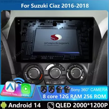 Автомобильный радиоприемник Andtoid 14 с GPS-навигацией для Suzuki Alivio Ciaz 2014-2019 Автомобильный мультимедийный видеоплеер аудио стерео Carplay 4G BT