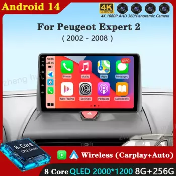 Автомобильный радиоприемник Carplay для Peugeot Partner 1 2002-2008 Partner Origin 1 2008-2011, GPS, Android, авто, мультимедийный плеер, стерео без 2din