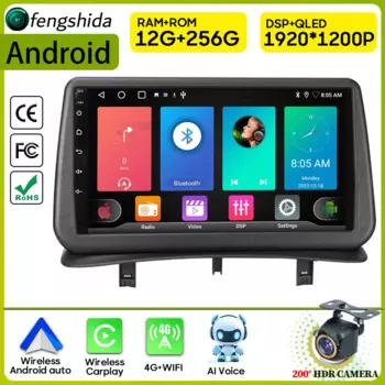 Автомобильный радиоприемник Carplay для Renault Clio 3 2005-2014 навигация GPS Android авто мультимедийный плеер авторадио 4G Wi-Fi стерео без 2din