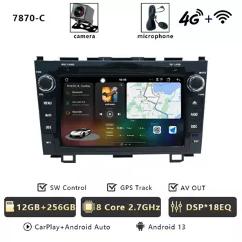 Автомобильный радиоприемник CHSTEK для Honda CR-V 3 RE CRV 2006-2012 Carplay Bluetooth-навигация WIFI 4G 256G Мультимедийный плеер Android 13