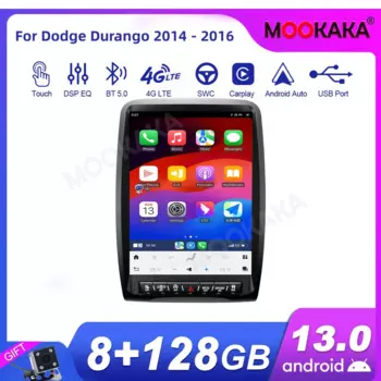 Автомобильный радиоприемник для Dodge Durango 2014 - 2016 Android, стереоприемник с экраном Tesla, Авторадио, мультимедийный плеер с GPS Навигатором, головное устройство