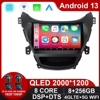Автомобильный радиоприемник для Hyundai Elantra Avante I35 2011-2013 2014 2015 2016 Android 14 Мультимедийный плеер GPS Навигация 2 din Стерео DVD