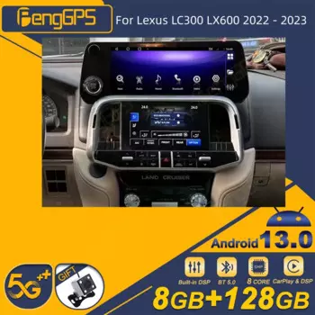 Автомобильный радиоприемник для Lexus LC300 LX600 2022 - 2023 Android, 2Din стереоприемник, Авторадио, мультимедийный плеер с GPS Навигатором, экран головного устройства