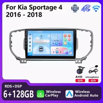 Автомобильный радиоприемник, мультимедийный плеер для Kia Sportage 4 QL 2016 - 2018, андроид магнитола 2 Din, Киа Спортейдж 4 QL беспроводной Carplay Android Auto головное устройство стерео навигация