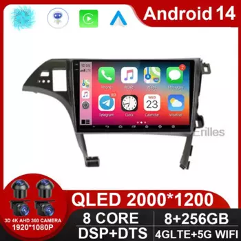 Автомобильный радиоприемник, мультимедийный плеер для Toyota Prius XW30 2009-2015, Android 14, GPS-навигация, стерео 2 DIN, Авторадио для Carplay, без DVD