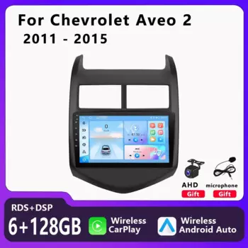 Автомобильный радиоприемник, мультимедийный видеоплеер для Chevrolet Aveo 2 2011 2012-2015, беспроводной Carplay, Android, автомобильный GPS-навигатор, стерео головное устройство Шевроле Авео Интеллектуальные системы