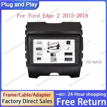 Автомобильный радиоприемник NAVI, рамка для Ford Edge 2 2015-2018, 9-дюймовая стереопанель, жгут проводов, кабель питания, комплект для декодера Canbus