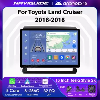 Автомобильный радиоприемник NAVIGUIDE, 13 дюймов, 8 + 256G для Toyota Land Cruiser LC200 2016-2018, автомобильный стерео Мультимедийный проигрыватель 1920*1200P, GPS-навигация