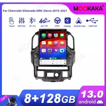 Автомобильный радиоприемник Qualcomm для Chevrolet Silverado GMC Sierra 2019-2021, Android, 2Din, стереоприемник, Авторадио, мультимедийный плеер с GPS