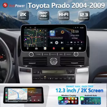 Автомобильный радиоприемник Redpower 12,3 дюймов для Toyota Prado 2004-2009, мультимедийный плеер с экраном, GPS, Android 10, навигация CarPlay DSP