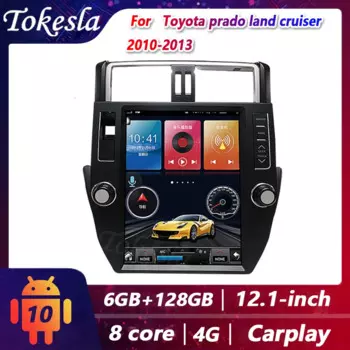 Автомобильный радиоприемник Tokesla для Toyota prado land cruiser, 2 Din, Android, стереоприемник с экраном Tesla, центральный мультимедийный Dvd-видеоплеер