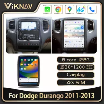 Автомобильный радиоприемник Viknav 13,8 дюйма для Dodge Durango 2011-2013 Android 13, Беспроводной мультимедийный плеер Carplay с сенсорным экраном