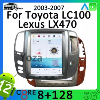 Автомобильный радиоприемник Yoza Carplay для Toyota LC100 Lexus LX470 2003-2007 Android 11 Тесла стиль Qualcomm мультимедийный плеер навигация 4G GPS