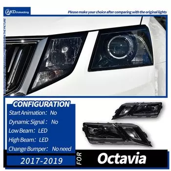 Автомобильный Стайлинг, передняя фара для Octavia 2018-2020, светодиодный светодиодная фара Octavia, DRL, светодиодная проекционная линза, автомобильные аксессуары
