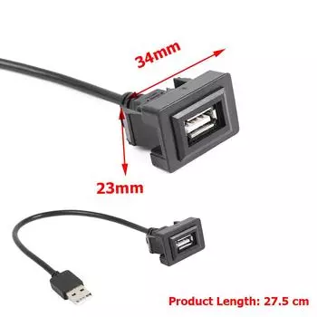 Автомобильный утапливаемый кронштейн для Toyota, текущая розетка, USB-удлинитель для приборной панели с USB-разъемом, 2.0 портов, Удлинительный Кабель-адаптер