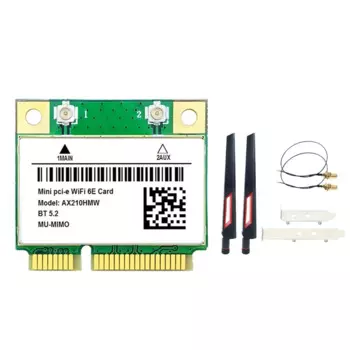AX210HMW Wi-Fi карта + комплект антенн Wi-Fi 6E Mini PCI-E AX210 802.11Ax/Ac 2,4G/5G/6Ghz BT5.2 беспроводной адаптер для ноутбука
