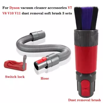 Аксессуары для пылесоса Dyson V7 V8 V10 V11, мягкая щетка для удаления пыли, с шлангом и переключателем