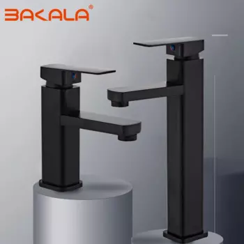BAKALA Черный кран для раковины для ванной комнаты с одной ручкой, черный кран для раковины, кран для раковины, винтажный смеситель для горячей и холодной воды