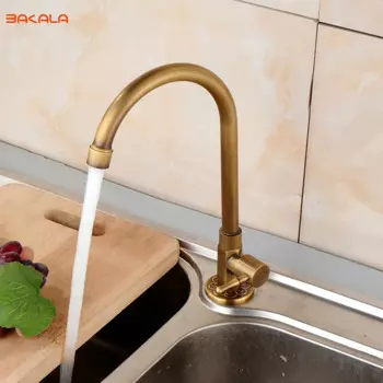 BAKALA новый антикварный латунный кухонный кран на бортике, дешевый кран, Поворотный кран, раковина, один холодный кран, холодная или горячая вода