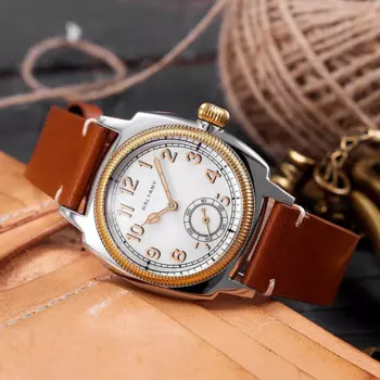 Baltany 1926 браслет S4036F унисекс ST1701 движущаяся Золотая Кожа светящийся перламутровый циферблат сапфир 100 м водонепроницаемые часы-браслет