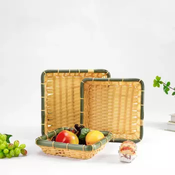 Бамбуковая корзина для хлеба с рамкой, кухонная и бытовая корзина для фруктов, лоток для фруктов, корзина для хранения