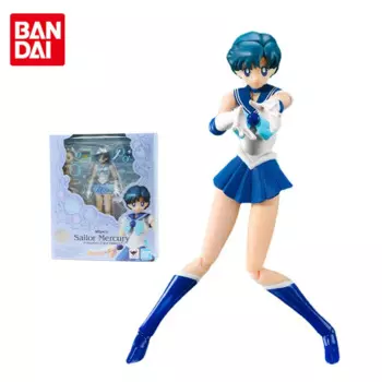 Bandai Сейлор Мун Фигурка SHF Mizuno Ami Mercury Joint Подвижная Подлинная Аниме Фигурка Модель Фигурка Игрушки для Детей