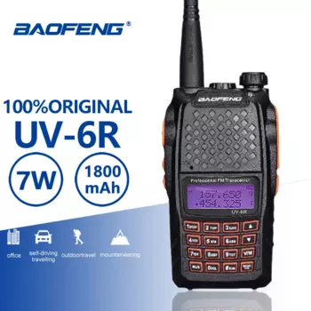 Baofeng UV-6R оранжевый клавиатура 7 Вт иди и болтай Walkie Talkie UHF VHF двухполосный УФ 6R радиостанцией FM 128CH VOX Ham Радио UV6R для охоты радио