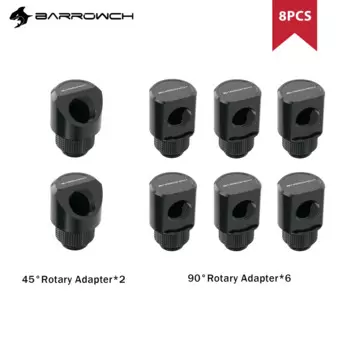 Barrowch 6 шт. 90 ° поворотный переходник + 2 шт. 45 ° поворотный переходник 'G1/4 'нить с гладкой поверхностью воды адаптеры охлаждения металла м объектив Nikon F
