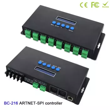 BC-216 16 каналов Светодиодный контроллер Artnet DC5V-24V Artnet на SPI /DMX пиксельный светильник светодиодный контроллер + два порта (2*512 каналов) выход