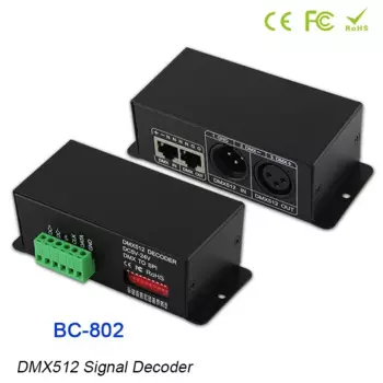 BC-802 5V 12V 24V DMX512 TTL декодер сигналов LPD6803/LPD8806/WS2801/SK6812/TM1814