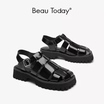 BeauToday женские босоножки на платформе; Женские тканые из коровьей кожи в гладиаторском стиле с закрытым носком, разных цветов, пряжка на ремешке, женская летняя обувь модные женские туфли-лодочки 33064