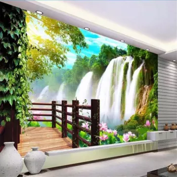 Beibehang грандиозные пользовательские обои HD paisagem Cachoeira paisagem sala TV fundo de papel de parede 3d paisagem обои