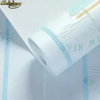 Beibehang мультфильм парусник обои для гостиной обои для детской спальни современный минималистичный синий полосы обои 3D