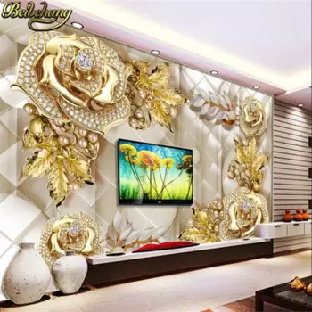 Beibehang papel де parede 3d Фото Гостиная золотые ювелирные изделия цветы ТВ фон обои для спальни большие фрески