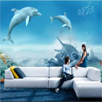 Beibehang пользовательские фото обои 3D Роспись Мода HD морской Дельфин коралловый риф свежий ТВ фон обои