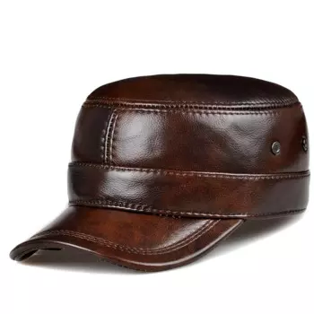 Бейсболки RY0108 мужские, из натуральной кожи, черные/коричневые, на плоской подошве, 54-62 см, Индивидуальный размер, Кепка для гольфа с застежкой сзади, для улицы