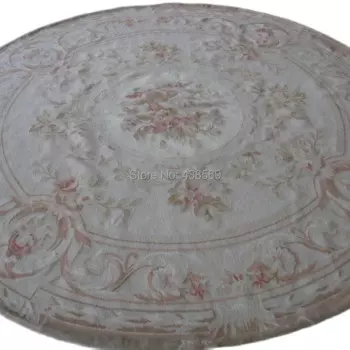 Бесплатная доставка 8'X8' круглая французская Роза Aubusson шерстяной вышивной коврик новая распродажа магазина