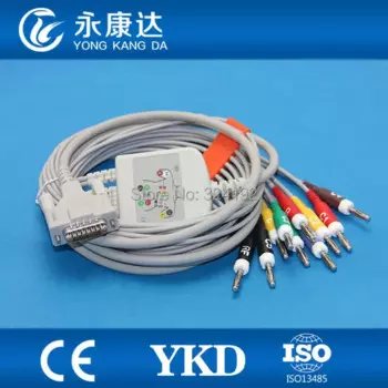 Бесплатная доставка, EKG кабель с 10 свинцовыми проводами, IEC Banana 4,0 штекерные свинцовые провода