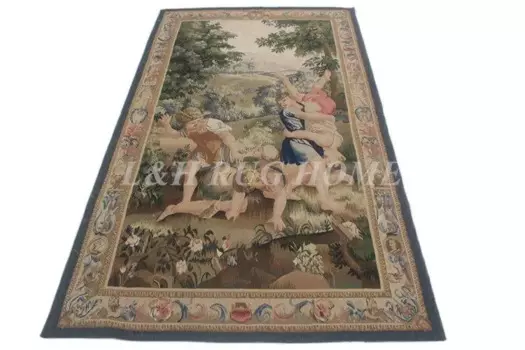 Бесплатная доставка, гобелен Aubusson 4 'x 6,7', шерстяной гобелен Aubusson, гобелен ручной работы, ковер Aubusson