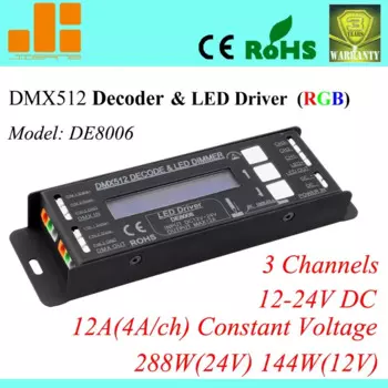 Бесплатная доставка Новинка 2013 ЖК-дисплей декодер DMX 3ch RGB светодиодный контроллер DE 8006