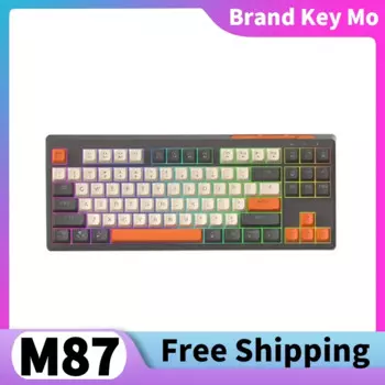 Бесплатная Wolf M87 Беспроводная игровая клавиатура Bluetooth Мультимедийная ярлык RGB Игровая клавиатура с низкой задержкой Двойной системный переключатель