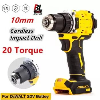 Беспроводная электрическая дрель DeWALT с 20 крутящими моментами, 10 мм патроном, бесщеточная Ударная дрель, отвертка, подходит для электроинструментов с батареей 20 в