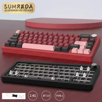 Беспроводная алюминиевая механическая клавиатура с RGB-подсветкой, 2,4 ГГц
