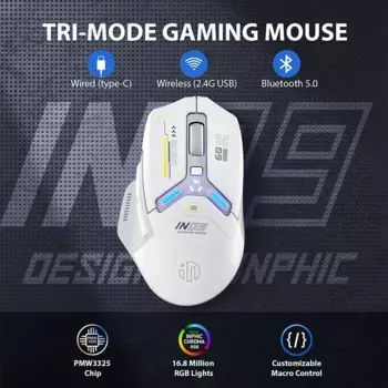 Беспроводная Bluetooth игровая мышь INPHIC IN9, три режима, эргономичная макро RGB PUBG/LOL/CSGO, универсальная Настольная компьютерная мышь 10000DPI
