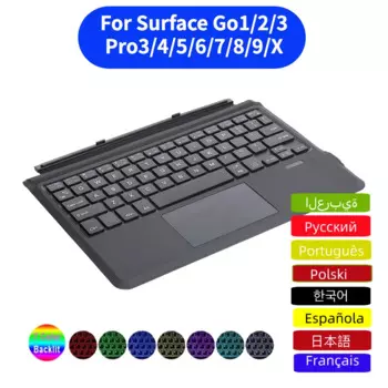 Беспроводная Bluetooth-клавиатура с подсветкой для Microsoft Surface Pro 9 8 7 6 4 3 X, клавиатура для Surface Go 1/2/3, клавиатура для планшета