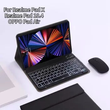 Беспроводная Bluetooth-клавиатура с подсветкой и мышью для Realme Pad X 10,4 Realme Pad 2 Mini OPPO Pad Air с корпусом клавиатуры