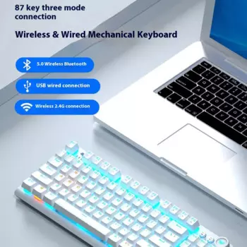 Беспроводная Bluetooth клавиатура Tarantula F3001, третья Механическая осмотр, 87 клавиш, зеленая ось, компьютерная офисная игра, E-sports