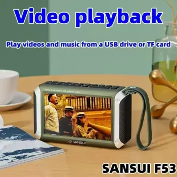 Беспроводная Bluetooth-Колонка SANSUI F53, 4,3-дюймовый портативный Радиоприемник с дисплеем, FM-радио, слот для TF-карты, музыкальный проигрыватель MP4, видео-динамик
