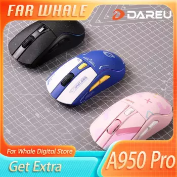 Беспроводная Bluetooth-мышь Dareu A950 Pro, портативная трехрежимная игровая мышь 4k Paw3395 для компьютера, клавиатуры, ПК, офисной мыши, подарок